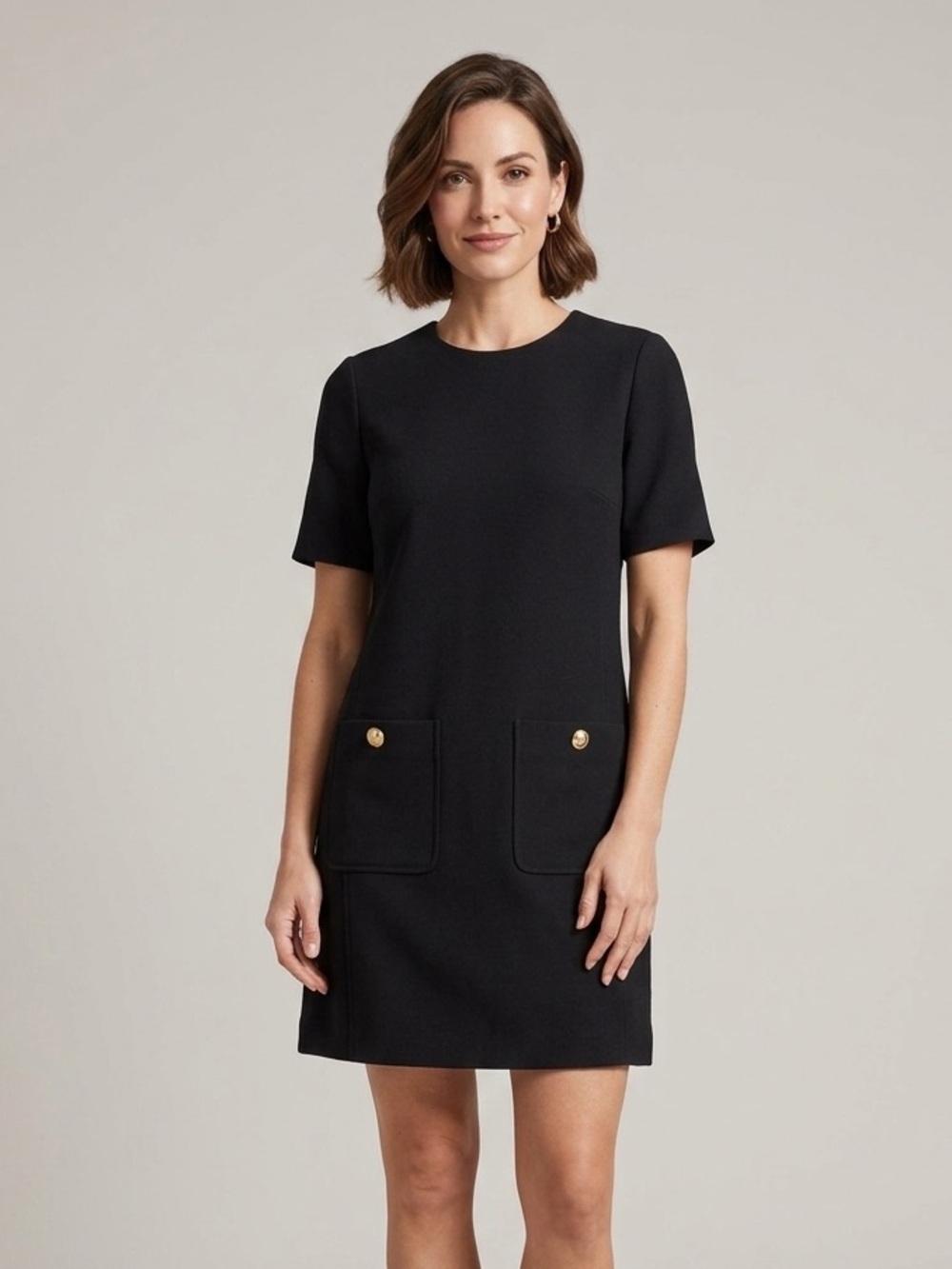 Judith & Charles Sz 6 Wool Blend Black Minimalist Classic Dress
